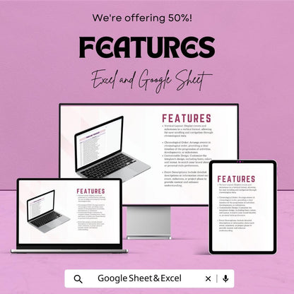 Vertical Timeline Template | Excel & Google Sheet | Project Milestone Tracker | Chronological Event Planner | Editable Layout
