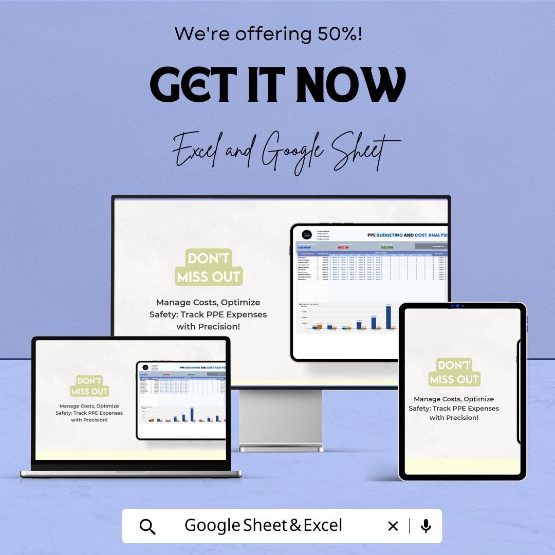 PPE Budgeting and Cost Analysis Template | Expense Tracking Spreadsheet |  PPE Tracker | Budget Planner | Cost Forecast Tool