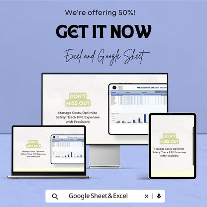 PPE Budgeting and Cost Analysis Template | Expense Tracking Spreadsheet |  PPE Tracker | Budget Planner | Cost Forecast Tool