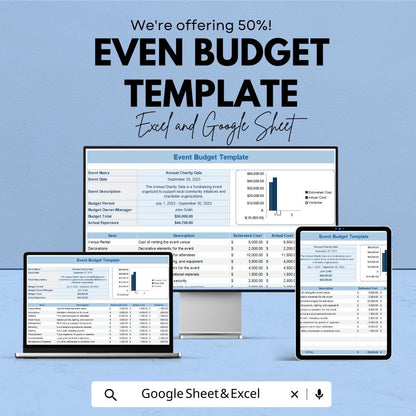 Event Budget Template | Event Planning Budget Planner | Wedding Budget Spreadsheet | Party Expense Tracker | Editable Template