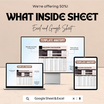 Balloon Loan Calculator Sheet | Excel and Google Sheets | Loan Payment Schedule & Financial Planning Template | Loan Interest Calculator