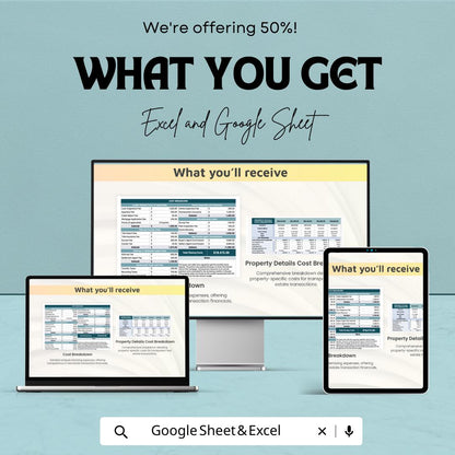 Real Estate Closing Costs Breakdown Template | Property Closing Cost Calculator | Buyer Seller Cost Sheet | Excel & Google Sheets