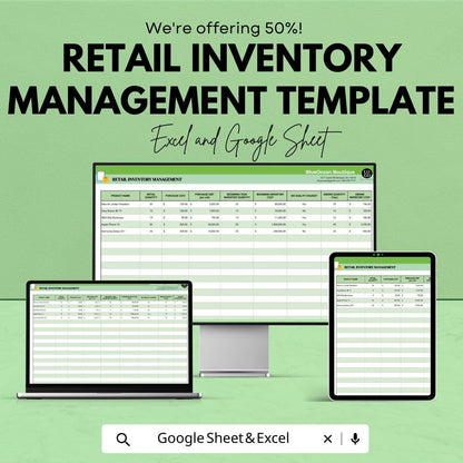 Retail Inventory Management Template  | Store Inventory Tracker | Stock Control Spreadsheet | Small Business Inventory Log
