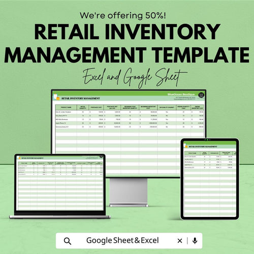 Retail Inventory Management Template  | Store Inventory Tracker | Stock Control Spreadsheet | Small Business Inventory Log