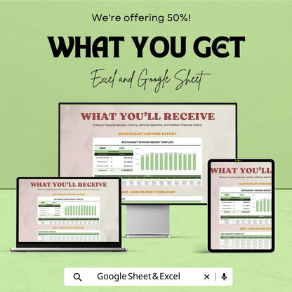 Restaurant Expense Report Template | Financial Tracking and Budget Management for Restaurants | Excel & Google Sheet Template