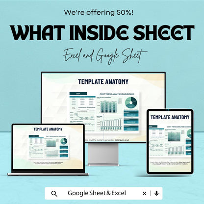 Financial Cost Trend Analysis Dashboard | Google Sheets for Business Cost Management | Real-Time Data Visualization & Customizable Metrics