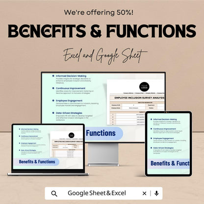 Employee Inclusion Survey Analysis Tool HR | Google Sheet Template | Track Employee Feedback & Diversity | HR Tool for Employee Inclusion