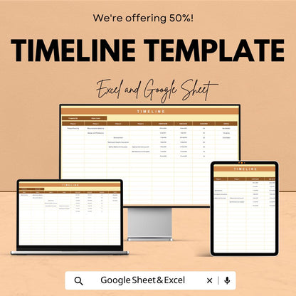 Timeline Template | Project Schedule Excel and Google Sheet | Editable Planner | Task & Milestone Tracker | Project Management Tool