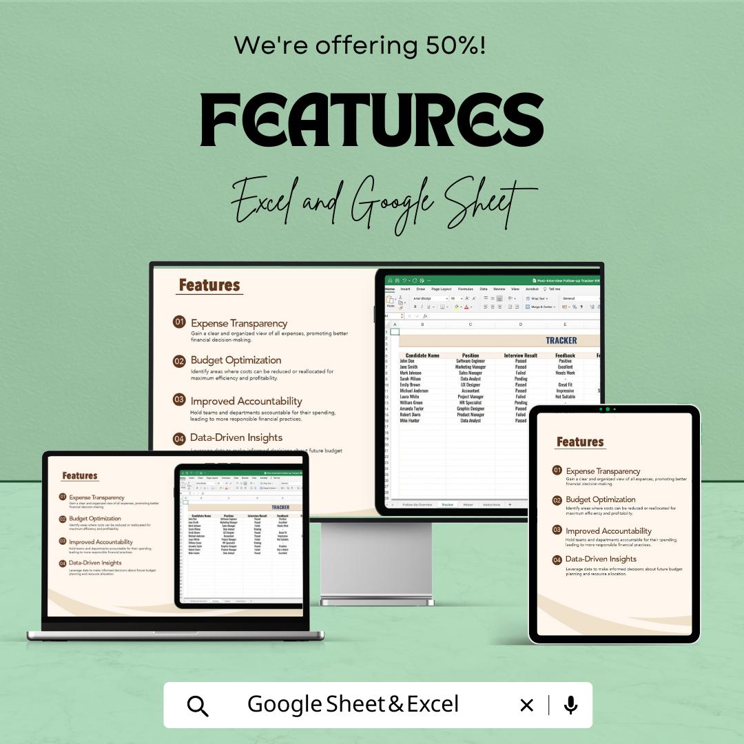 Post Interview Follow Up Tracker HR Template | Candidate Tracking Spreadsheet | Recruitment Dashboard | Hiring Follow Up Log