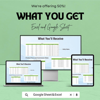 Sales Agent Wise Commission Breakdown Template | Sales Commission Tracker | Agent Performance Report | Excel & Google Sheets
