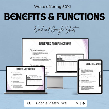 Advertising Campaign ROI Tracker Template, Marketing ROI Spreadsheet, Ad Performance Tracker Excel, Campaign ROI Calculator