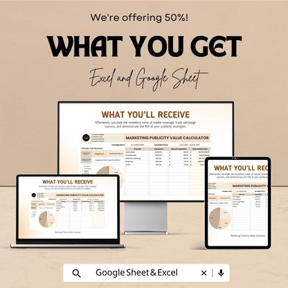 Marketing Publicity Value Calculator Template | Media Value Tracker | PR ROI Calculator | Campaign Performance Report