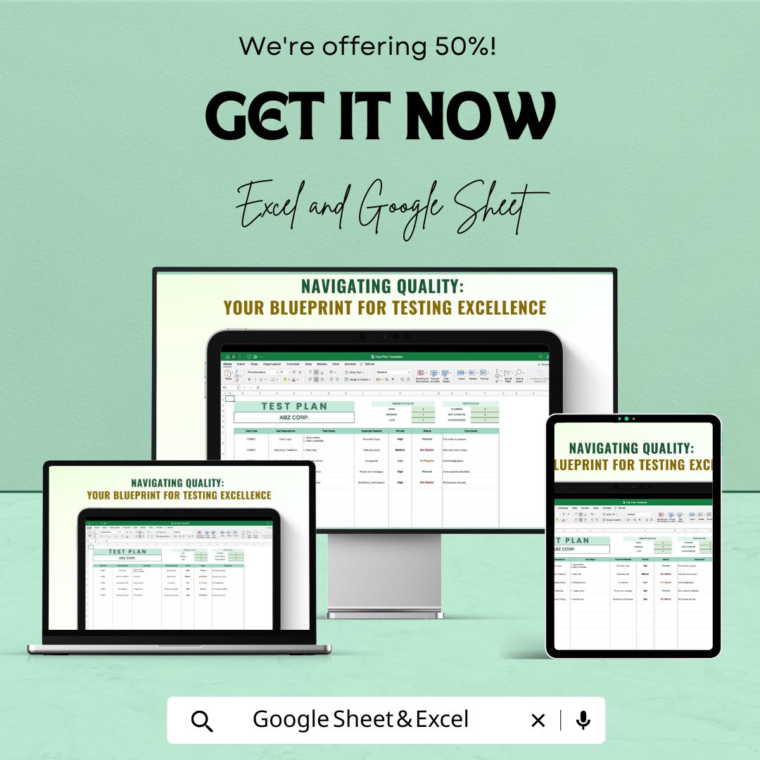 Test Plan Template | QA Test Case Tracker | Project Testing Planner | Quality Assurance Template