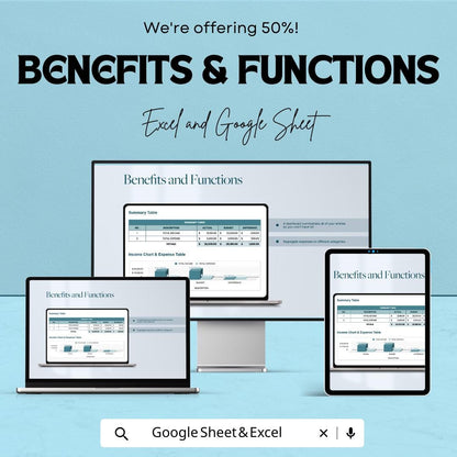 Budget Spreadsheet - Excel  and Google Sheets Template, Personal Finance Tracker, Expense & Income Budget Planner, Instant Download