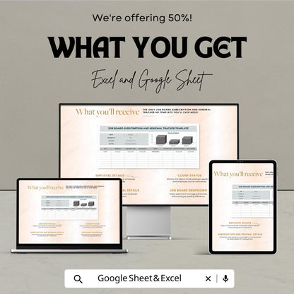 Job Board Subscription and Renewal Tracker HR Template | Excel & Google Sheets | Recruitment Management Spreadsheet