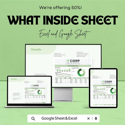 IT Payroll Budgeting Sheet Template | IT Payroll Expense Tracker | Excel and Google Sheets | Employee Salary & Payroll Budget Spreadsheet