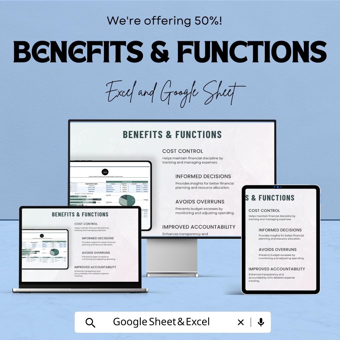 Project Budget Sheet | Excel and Google Sheets Template | Expense Tracker | Budget Forecast & Allocation Tool | Editable Financial Planner