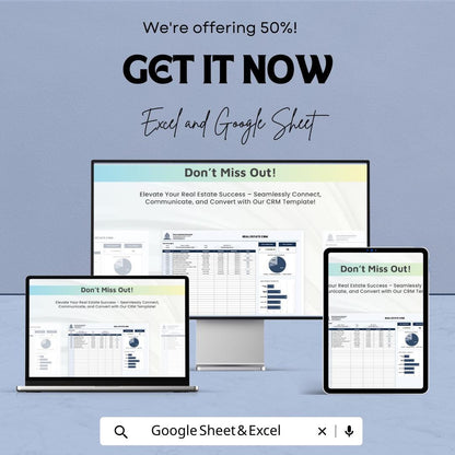 Real Estate CRM Template | Realtor Client Management | Excel & Google Sheets
