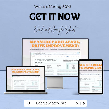 Customer Satisfaction Report Template for Business Feedback | Excel & Google Sheets | 50% OFF