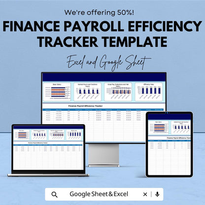 Finance Payroll Efficiency Tracker Template | Employee Salary & Overtime Log | Business Accounting Spreadsheet