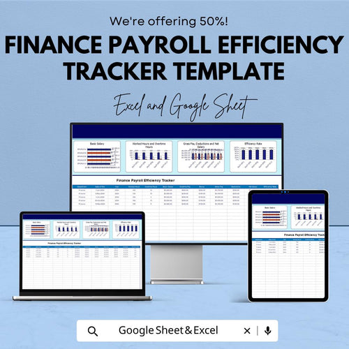 Finance Payroll Efficiency Tracker Template | Employee Salary & Overtime Log | Business Accounting Spreadsheet