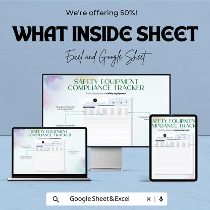 Safety Equipment Compliance Tracker Template, OSHA Safety Log, Inspection Tracker, Equipment Register
