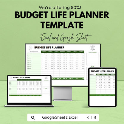 Budget Life Planner Template | Weekly Budget Planner | Expense Tracker | Goal Planner | Excel & Google Sheets | Financial Planner