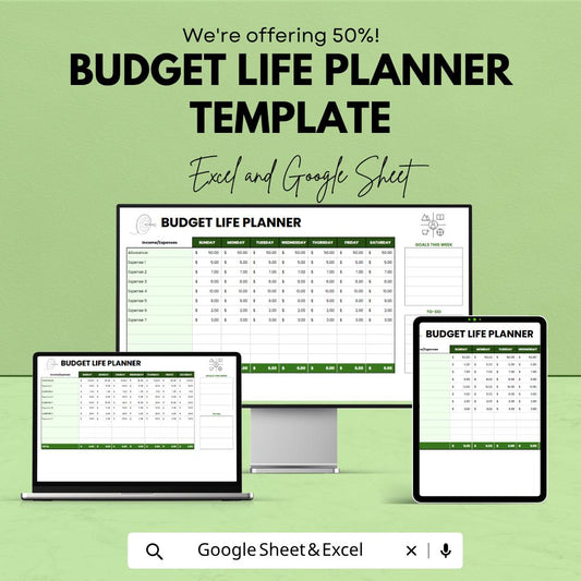 Budget Life Planner Template | Weekly Budget Planner | Expense Tracker | Goal Planner | Excel & Google Sheets | Financial Planner