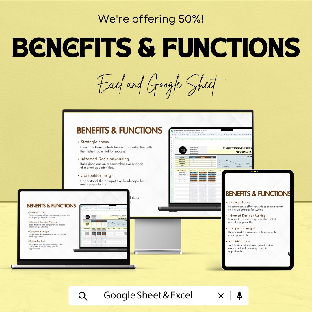 Marketing Market Opportunity Scorecard Sheet | Google Sheets & Excel | Business Market Analysis Tool | B2B Opportunity Tracker