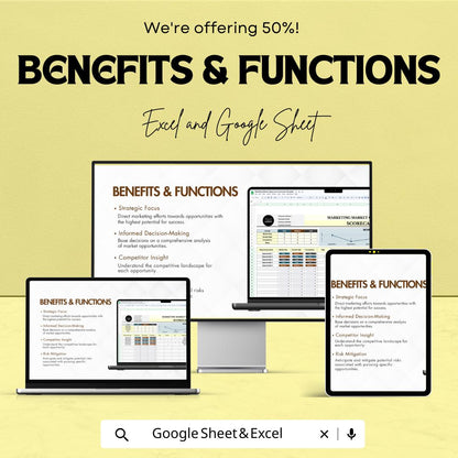 Marketing Market Opportunity Scorecard Sheet | Google Sheets & Excel | Business Market Analysis Tool | B2B Opportunity Tracker