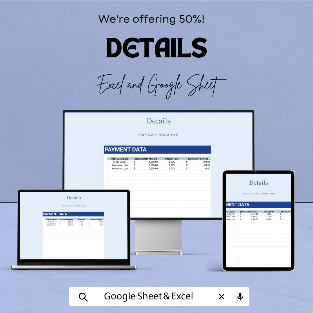 Debt Payoff Plan Template | Excel & Google Sheets Debt Tracker | Debt Snowball Spreadsheet | Loan Payment Planner | Personal Finance Tool