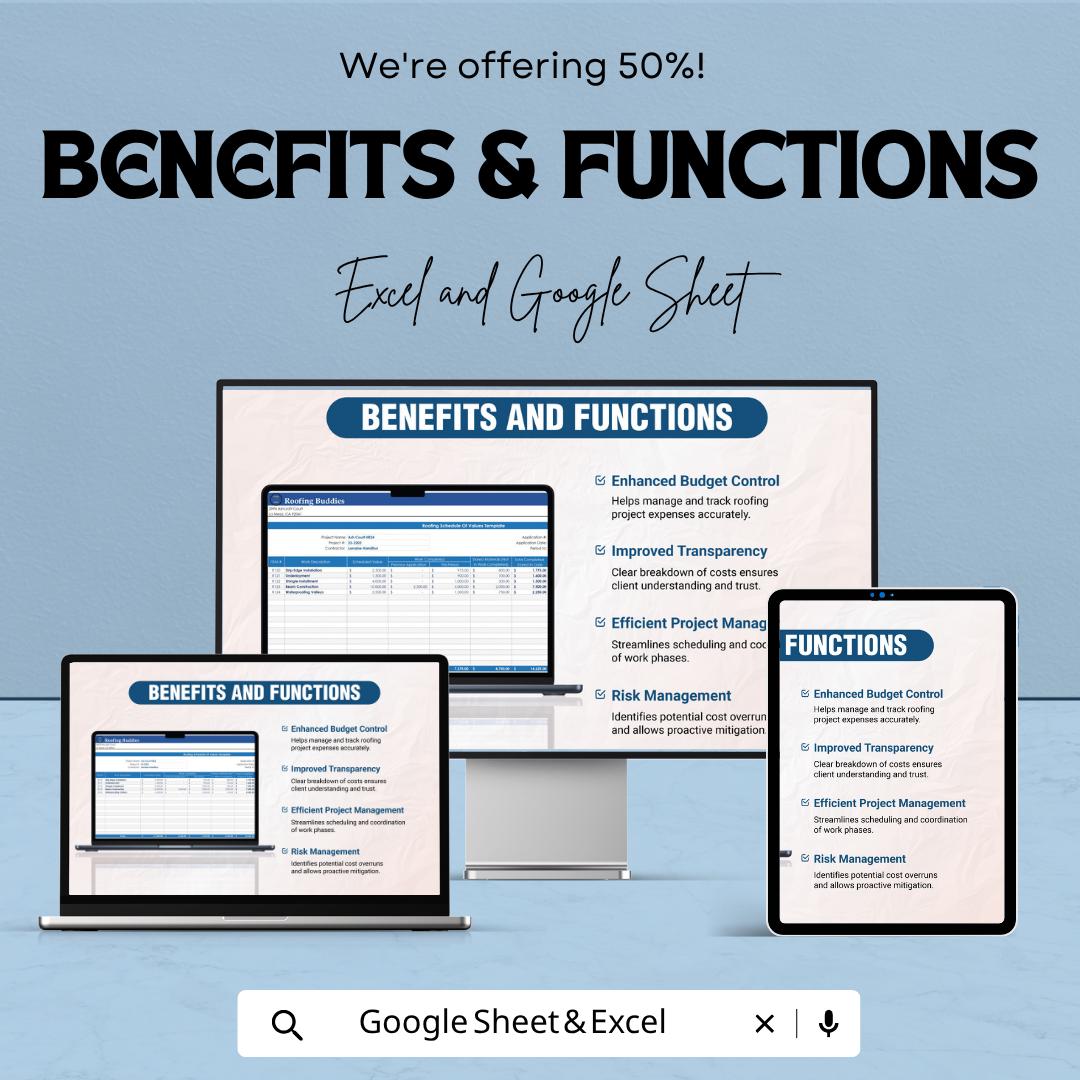 Roofing Schedule Of Values Template | Construction Schedule of Values | Contractor Payment Template | Progress Billing Template