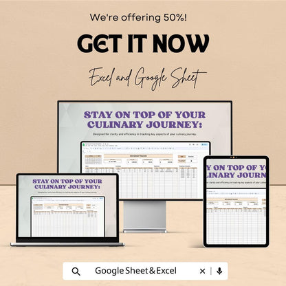 Restaurant Tracker Sheet | Inventory and Expense Tracking | Excel and Google Sheets Template | Manage Restaurant Finances & Operations