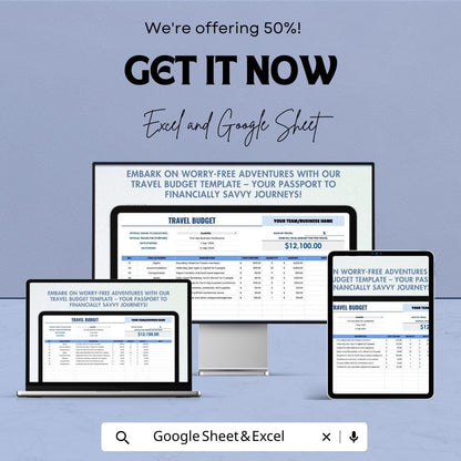 Travel Budget Template | Excel & Google Sheets Travel Planner | Vacation Expense Tracker | Trip Budget Spreadsheet
