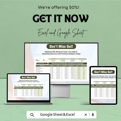 Advertising Profit Margin Calculator for Campaigns | Google Sheet Template | Marketing Campaign ROI Tracker | Ad Spend Profit Tracker