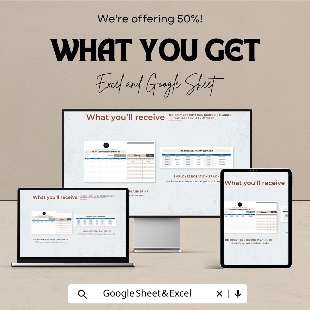 Job Rotation Schedule Planner HR Template | Employee Rotation Tracker | Workforce Planning Tool | Excel & Google Sheets