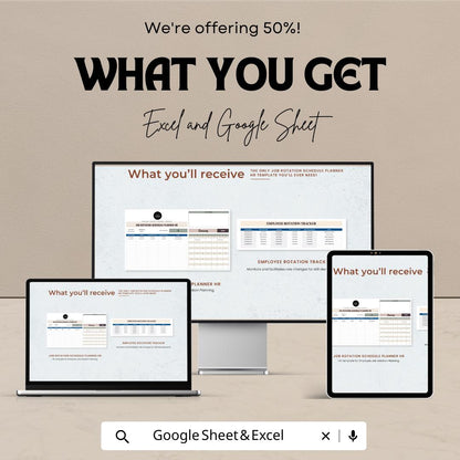 Job Rotation Schedule Planner HR Template | Employee Rotation Tracker | Workforce Planning Tool | Excel & Google Sheets