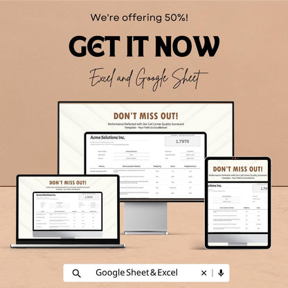Call Center Quality Scorecard Template | QA Evaluation Form | Call Center KPI Tracker | Agent Performance Sheet