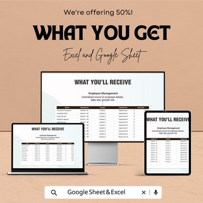 Accounting Wage Disbursement Tracking Template | Payroll Tracking Spreadsheet | Employee Payroll Log | Wage Management Tool