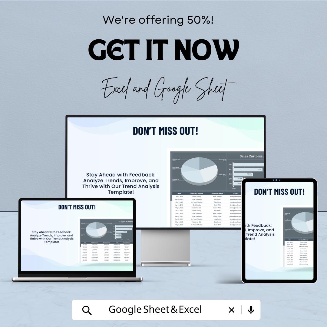 Sales Customer Feedback Trend Analysis Sheet | Google Sheet Template | Track Customer Feedback, Trends, and Insights | Data Analysis Tool
