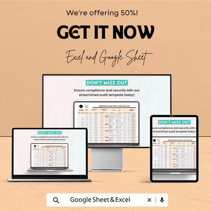 Administration Data Privacy Compliance Audit Sheet | Excel and Google Sheets | Data Privacy & Security Audit Template