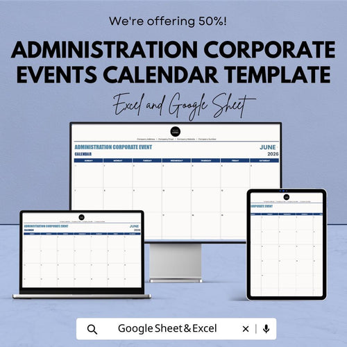 Administration Corporate Events Calendar Template | Business Event Planner | Monthly Event Calendar | Office Event Tracker | Event Planning 