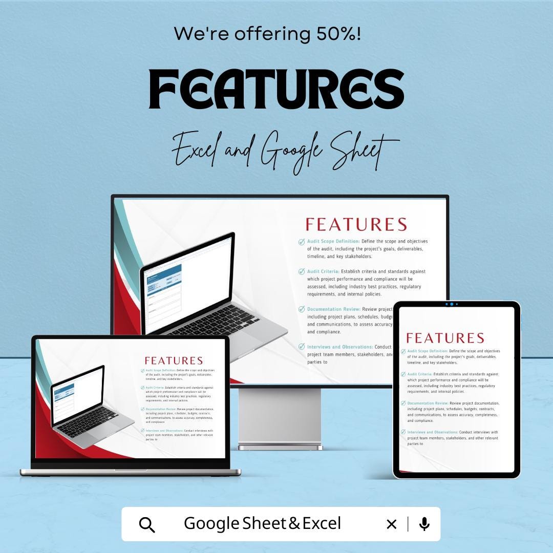 Project External Audit Sheet for Excel and Google Sheets - Streamline Your Project Compliance & Performance Tracking