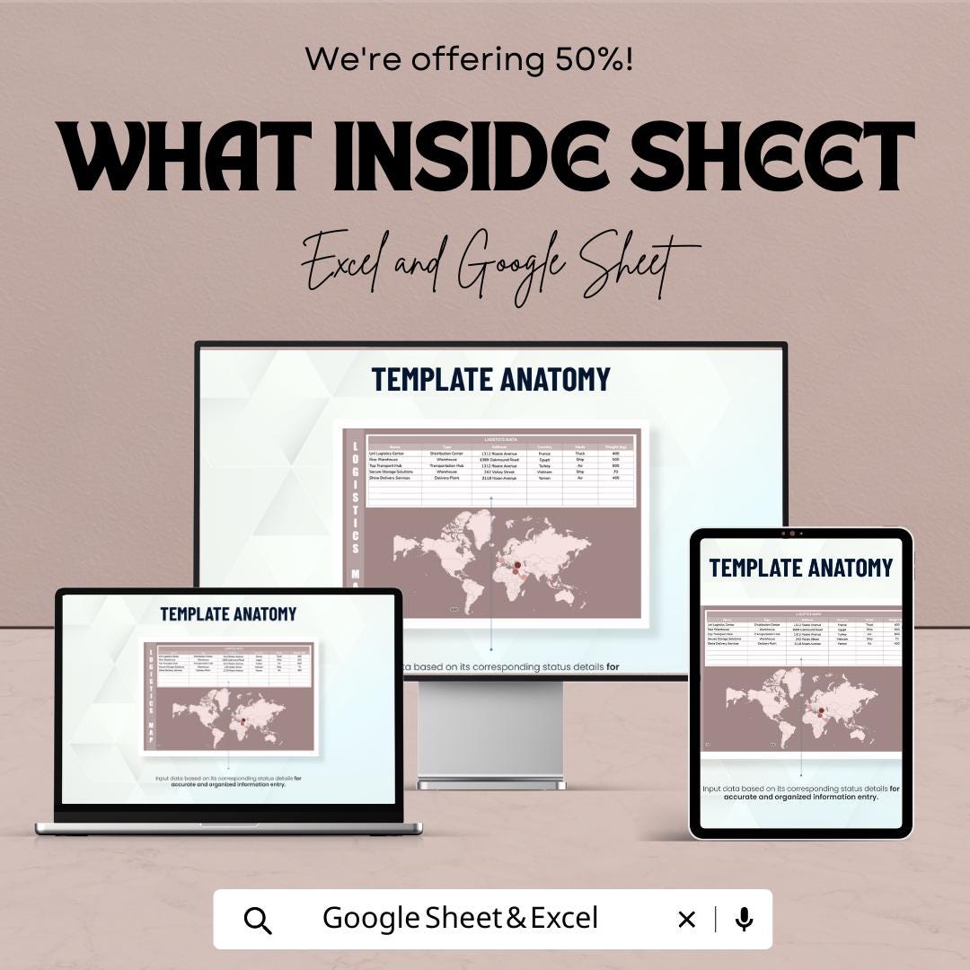 Logistics Map Template Excel & Google Sheets | Supply Chain Tracker | Shipping Route Planner | Warehouse Distribution Map