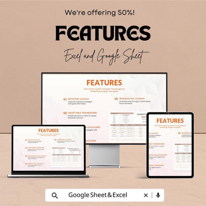 Travel Agency Marketing Budget Template | Travel Business Budget Planner | Marketing Expense Tracker | Editable Template