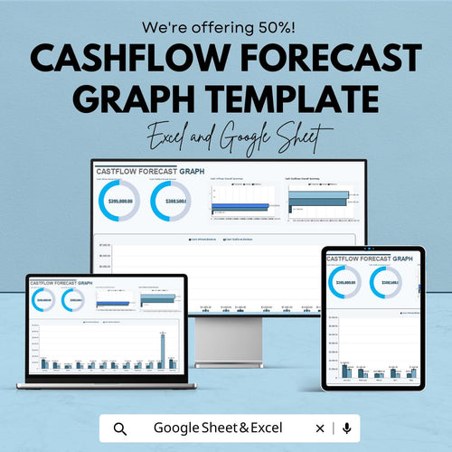 Cashflow Forecast Graph Template | Cash Flow Projection Spreadsheet | Financial Dashboard | Business Cash Flow Analyzer