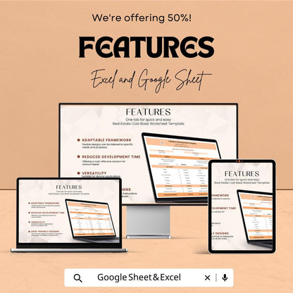 Real Estate Cost Basis Worksheet - Excel & Google Sheets Template for Tax and Financial Planning - Instant Download - 50% Off