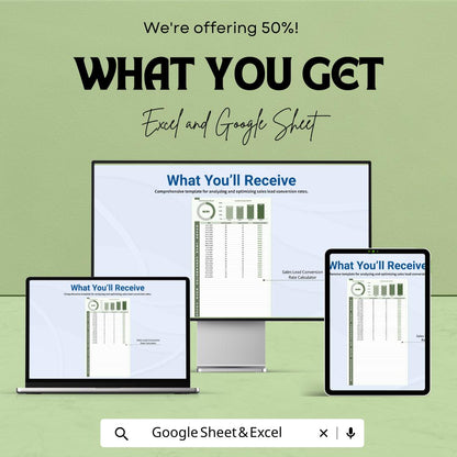 Sales Lead Conversion Rate Calculator Sheet | Excel and Google Sheets Template | Lead Conversion Optimization & Sales Tracking