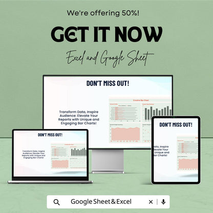 Creative Bar Chart Template Excel Google Sheets, Data Visualization Dashboard, Analytics Chart Template, Business Report Graph Spreadsheet