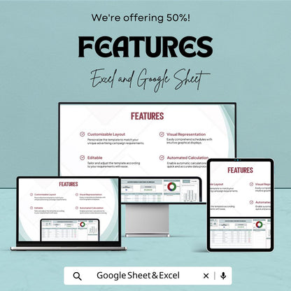 Advertising flighting Schedule Sheet | Advertising Campaign Planner | Google Sheets and Excel Template | Marketing & Budget Planner
